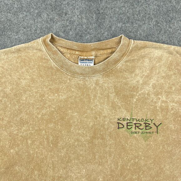 Kentucky Derby Shirt Mens Medium Brown Dirt Shirt Short Sleeve 132nd VTG Y2K - Picture 4 of 12